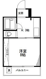 朝日ヶ丘ニュースカイマンション 1Kの間取図画像