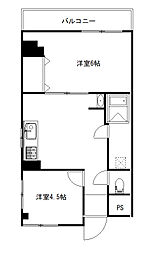 コーポグランセーヌ 2DKの間取図画像