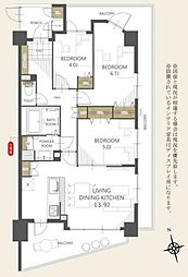 ビッグヴァン京王堀之内参番館 3LDKの間取図画像