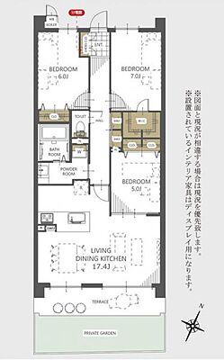 間取り サングレイス京王堀之内コートC 1階/-