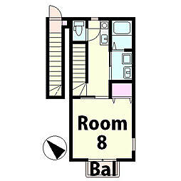 近江鉄道近江本線 水口駅 徒歩34分の賃貸アパート 2階1Kの間取り