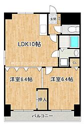 ウエストローズヒル 1階2LDKの間取り