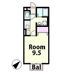 近江鉄道近江本線 水口城南駅 徒歩36分の賃貸アパート 1階1Kの間取り