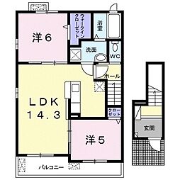 アプリコットガーデン 2階2LDKの間取り