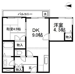 生出マンション 2DKの間取図画像