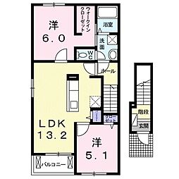 COCO新城 2LDKの間取図画像