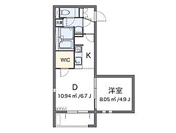ミランダ阿星2 1DKの間取図画像