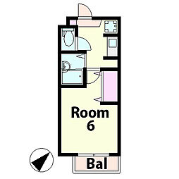 名坂ハイツ 1Kの間取図画像