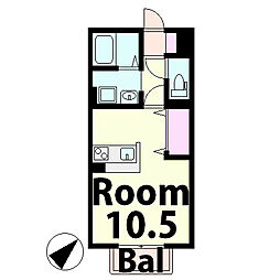 セゾンコート ワンルームの間取図画像