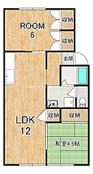 メルシーアモ信楽 2LDKの間取図画像