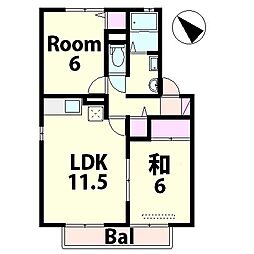 クラジールヤマザキ 2LDKの間取図画像