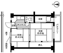 ビレッジハウス水口2号棟 1DKの間取図画像