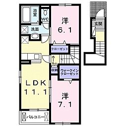 グリーン琥珀甲南2 2LDKの間取図画像