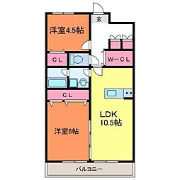 アドラブール文京町 2LDKの間取図画像