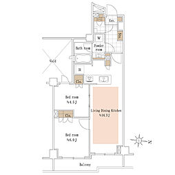 ピアース学芸大学 2LDKの間取り