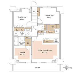 アールブラン武蔵新城 1SLDKの間取り