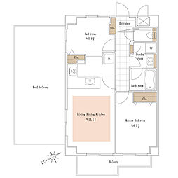 クレッセント武蔵小山3 2LDKの間取図画像