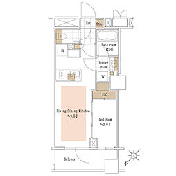 ピアース銀座レジデンス 1LDKの間取図画像