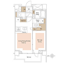 ディアナコート二子玉川翠景 1LDKの間取図画像