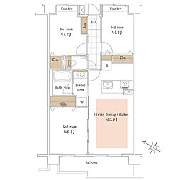 デュアリス用賀 3LDKの間取図画像