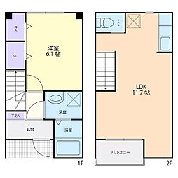 ユーメゾン 2階1LDKの間取り