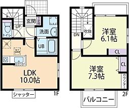 Villa　Sieger（ヴィラ　ジーガー）　B 2階2LDKの間取り