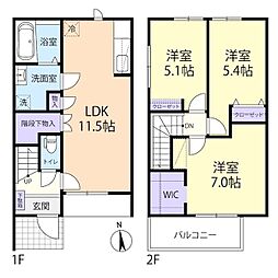 Albi e Mela（アルビ　エ　メラ）　A 2階3LDKの間取り
