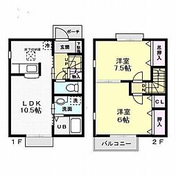 メゾンファミリーオーブ　B 2階2LDKの間取り