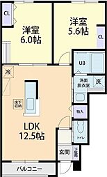 Bell demeure 1階2LDKの間取り