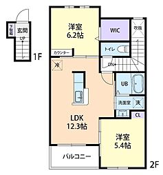 ファミーリエ　A 2階2LDKの間取り