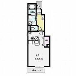 メゾン　SMILE　II 2階ワンルームの間取り