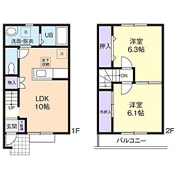 フェアリーコート　I 2階2LDKの間取り