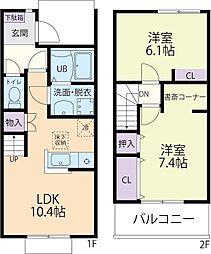 ラ・ポエム A 2LDKの間取図画像