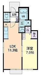 maison soleil(メゾン ソレイユ) 1LDKの間取図画像