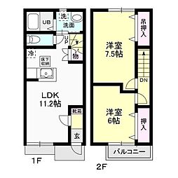 フォー・リーフ 2LDKの間取図画像