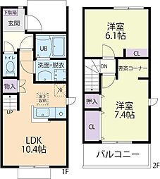 7/15(仮称)長瀞町長瀞テラスハウス 2LDKの間取図画像