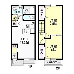 ユニゾン小立 2LDKの間取図画像