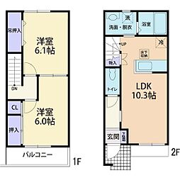 オークフォレスト 2LDKの間取図画像