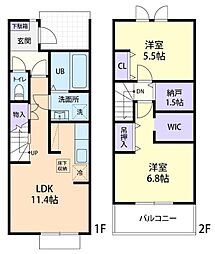 Doux maison 木和田島 B 2LDKの間取図画像