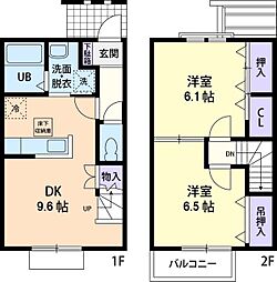 フラワーヒルズA 2DKの間取図画像
