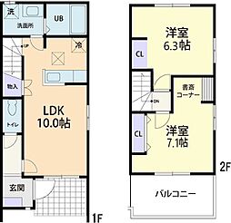 10/15(仮称)日光市千本木テラスハウス 2LDKの間取図画像
