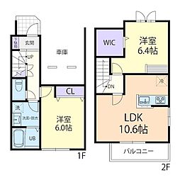 10/15(仮称)日光市森友テラスハウス B 2LDKの間取図画像