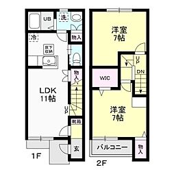 ハーベストパレス2A 2LDKの間取図画像