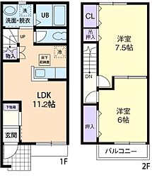 ラフィーネ小松 2LDKの間取図画像