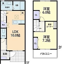 Douceur bois(ドゥースールボワ)II 2LDKの間取図画像