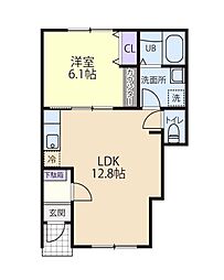 エルクラージュ 1LDKの間取図画像