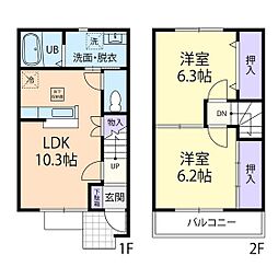 グラシアB 2LDKの間取図画像