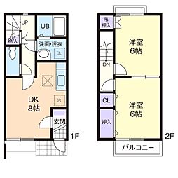 コンフォートヤマヒサB 2DKの間取図画像