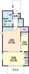アリエス・スール 1LDKの間取図画像