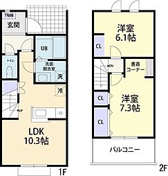 サンライズA 2LDKの間取図画像